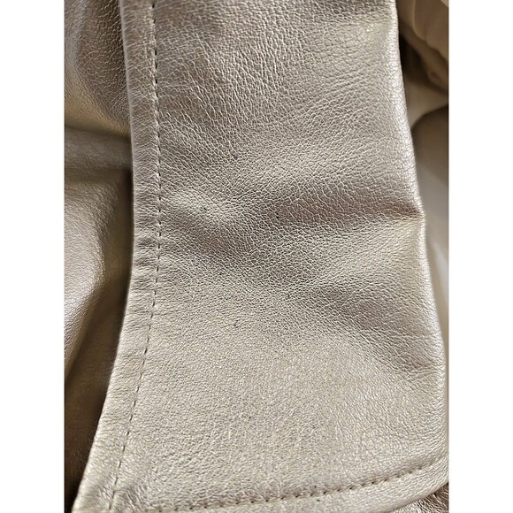 Gold Metallic Faux Leather Moto Bomber Jacket Womens Sz 1X Cyber Rock Biker ModX - Picture 8 of 9